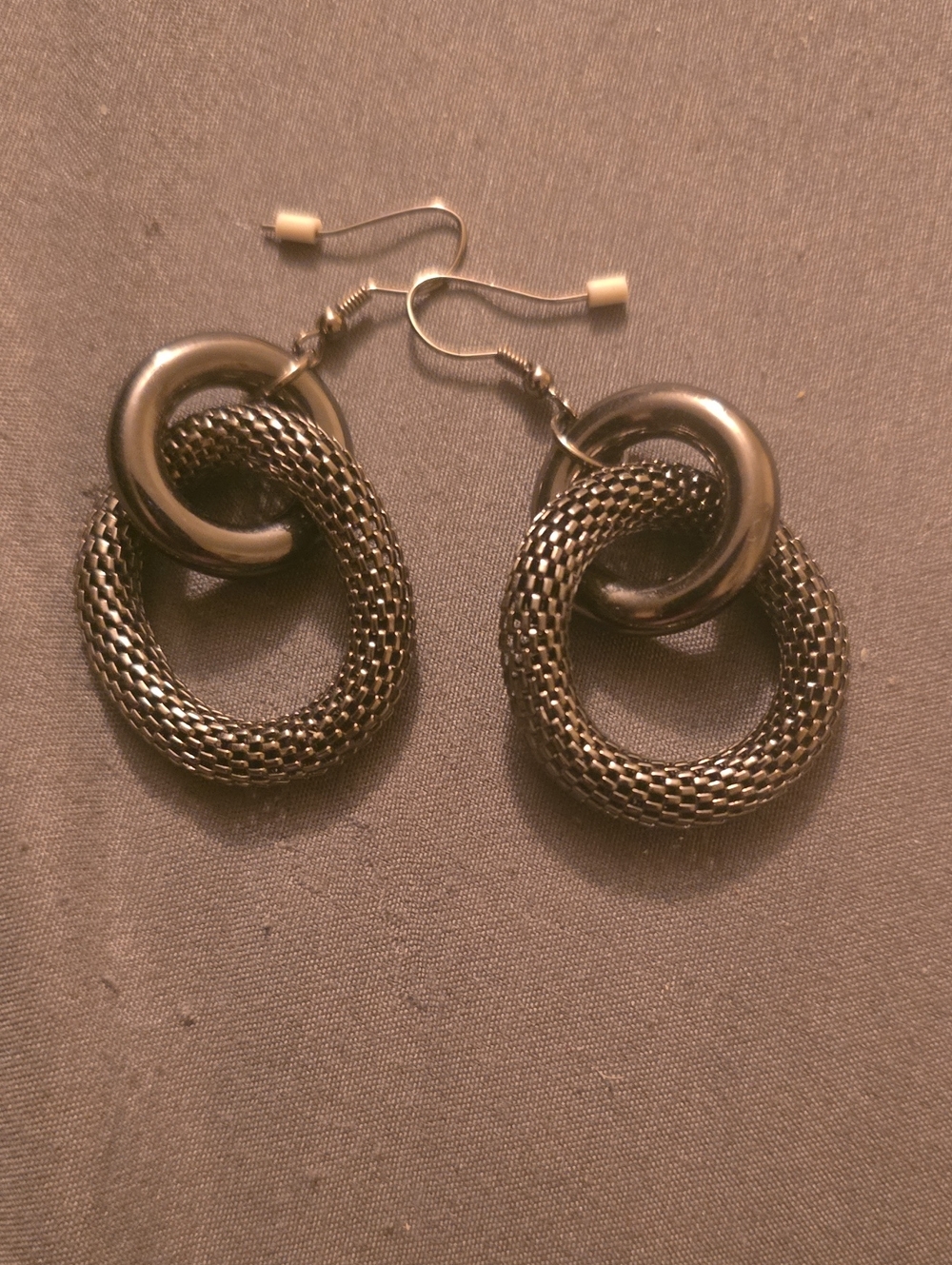 Silver Interlocking Hoop Drop Earrings